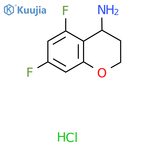 5,7-difluoro-3,4-dihydro-2H-1-benzopyran-4-amine hydrochloride structure