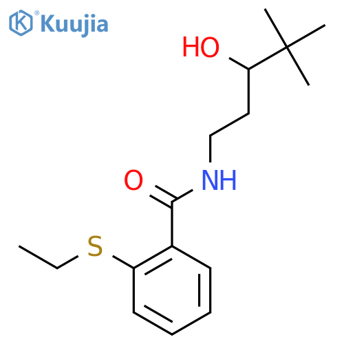 2-(ethylsulfanyl)-N-(3-hydroxy-4,4-dimethylpentyl)benzamide structure