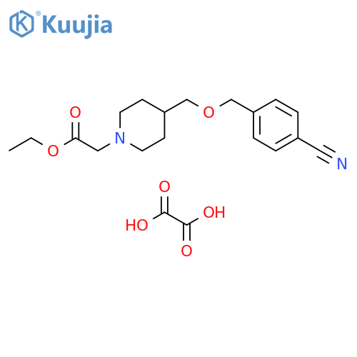 ethyl 2-(4-{(4-cyanophenyl)methoxymethyl}piperidin-1-yl)acetate; oxalic acid structure
