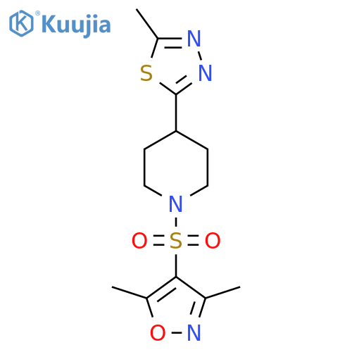 1-(3,5-dimethyl-1,2-oxazol-4-yl)sulfonyl-4-(5-methyl-1,3,4-thiadiazol-2-yl)piperidine structure