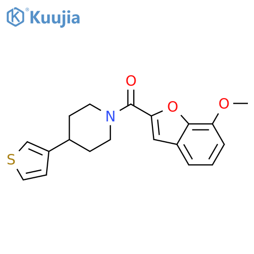 1-(7-methoxy-1-benzofuran-2-carbonyl)-4-(thiophen-3-yl)piperidine structure