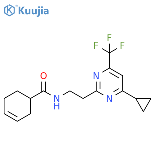 N-{2-[4-cyclopropyl-6-(trifluoromethyl)pyrimidin-2-yl]ethyl}cyclohex-3-ene-1-carboxamide structure