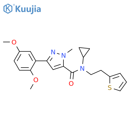 N-cyclopropyl-3-(2,5-dimethoxyphenyl)-1-methyl-N-[2-(thiophen-2-yl)ethyl]-1H-pyrazole-5-carboxamide structure
