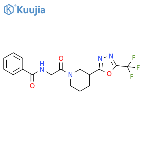 N-(2-oxo-2-{3-5-(trifluoromethyl)-1,3,4-oxadiazol-2-ylpiperidin-1-yl}ethyl)benzamide structure