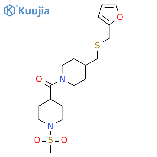 4-[4-({[(furan-2-yl)methyl]sulfanyl}methyl)piperidine-1-carbonyl]-1-methanesulfonylpiperidine structure