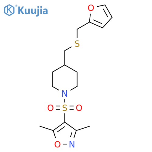 1-[(3,5-dimethyl-1,2-oxazol-4-yl)sulfonyl]-4-({[(furan-2-yl)methyl]sulfanyl}methyl)piperidine structure