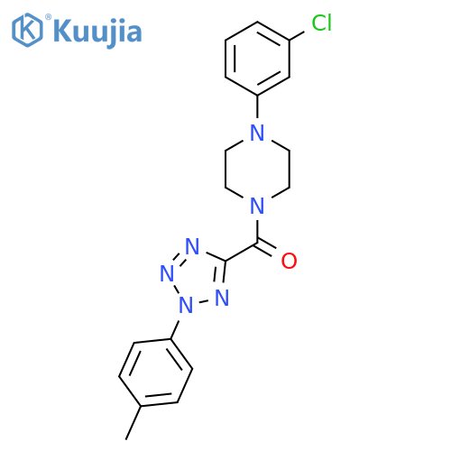 1-(3-chlorophenyl)-4-2-(4-methylphenyl)-2H-1,2,3,4-tetrazole-5-carbonylpiperazine structure