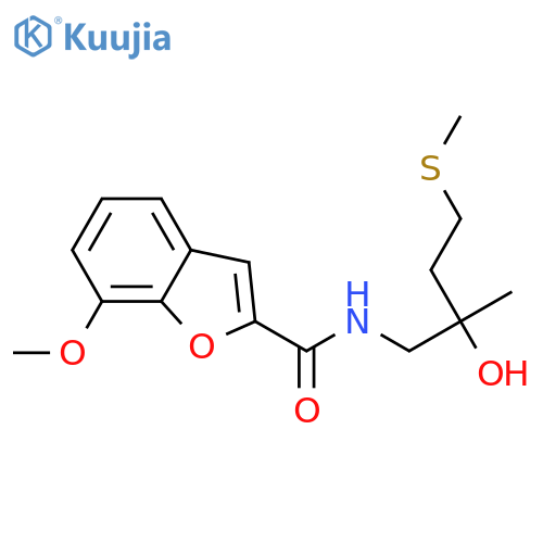 N-2-hydroxy-2-methyl-4-(methylsulfanyl)butyl-7-methoxy-1-benzofuran-2-carboxamide structure
