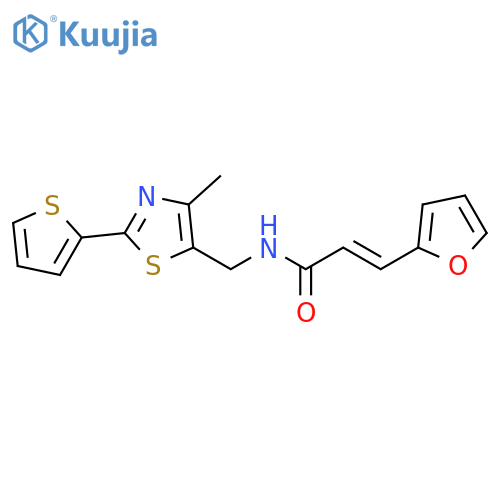 (2E)-3-(furan-2-yl)-N-{[4-methyl-2-(thiophen-2-yl)-1,3-thiazol-5-yl]methyl}prop-2-enamide structure