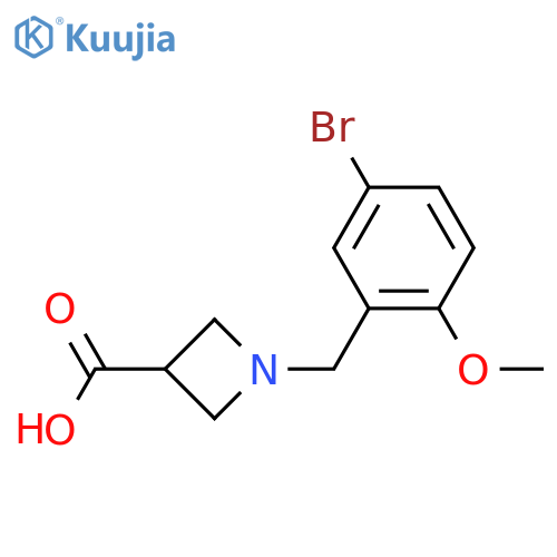 1-[(5-Bromo-2-methoxyphenyl)methyl]azetidine-3-carboxylic acid structure