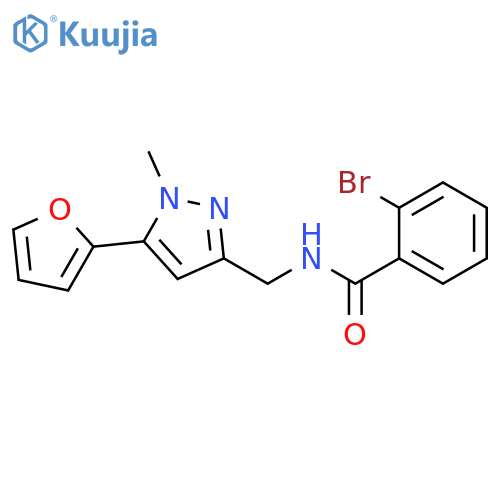 2-bromo-N-{[5-(furan-2-yl)-1-methyl-1H-pyrazol-3-yl]methyl}benzamide structure