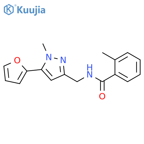 N-{[5-(furan-2-yl)-1-methyl-1H-pyrazol-3-yl]methyl}-2-methylbenzamide structure