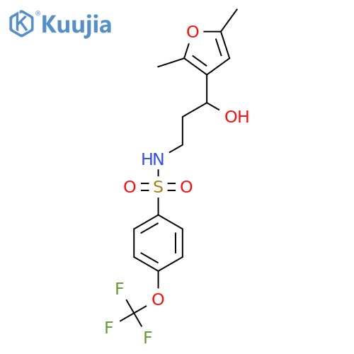 N-3-(2,5-dimethylfuran-3-yl)-3-hydroxypropyl-4-(trifluoromethoxy)benzene-1-sulfonamide structure