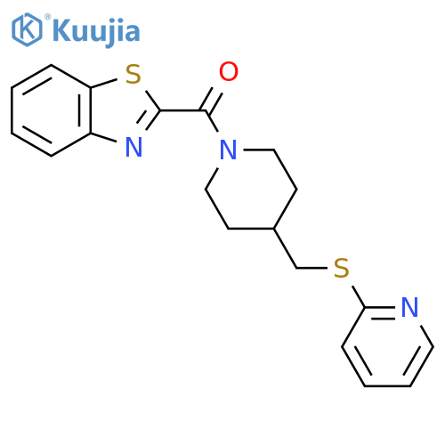 2-{4-[(pyridin-2-ylsulfanyl)methyl]piperidine-1-carbonyl}-1,3-benzothiazole structure