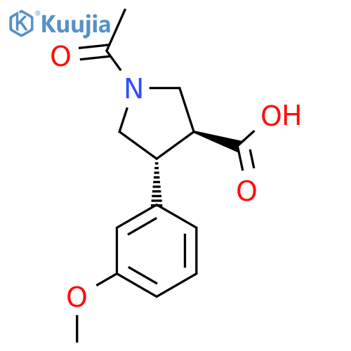 rac-(3R,4S)-1-acetyl-4-(3-methoxyphenyl)pyrrolidine-3-carboxylic acid structure