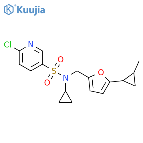 6-chloro-N-cyclopropyl-N-{[5-(2-methylcyclopropyl)furan-2-yl]methyl}pyridine-3-sulfonamide structure