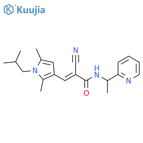 (E)-2-Cyano-3-[2,5-dimethyl-1-(2-methylpropyl)pyrrol-3-yl]-N-(1-pyridin-2-ylethyl)prop-2-enamide structure