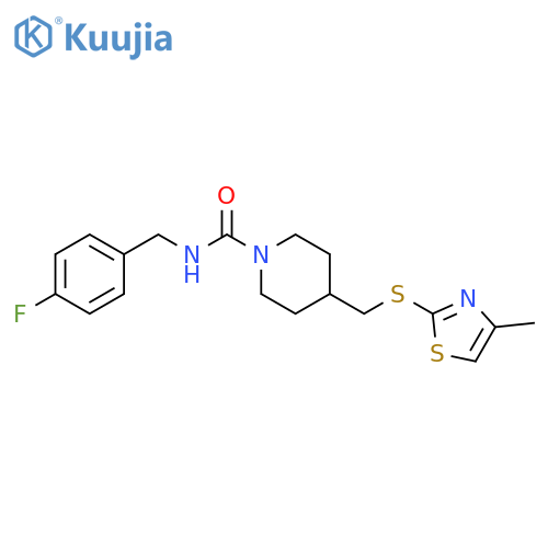 N-[(4-fluorophenyl)methyl]-4-{[(4-methyl-1,3-thiazol-2-yl)sulfanyl]methyl}piperidine-1-carboxamide structure