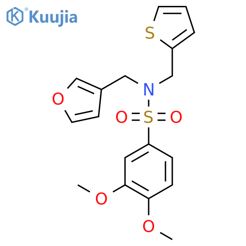 N-(furan-3-yl)methyl-3,4-dimethoxy-N-(thiophen-2-yl)methylbenzene-1-sulfonamide structure