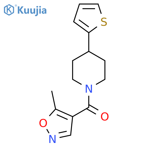 (5-Methylisoxazol-4-yl)(4-(thiophen-2-yl)piperidin-1-yl)methanone structure