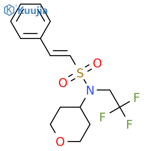 (E)-N-(oxan-4-yl)-2-phenyl-N-(2,2,2-trifluoroethyl)ethene-1-sulfonamide structure