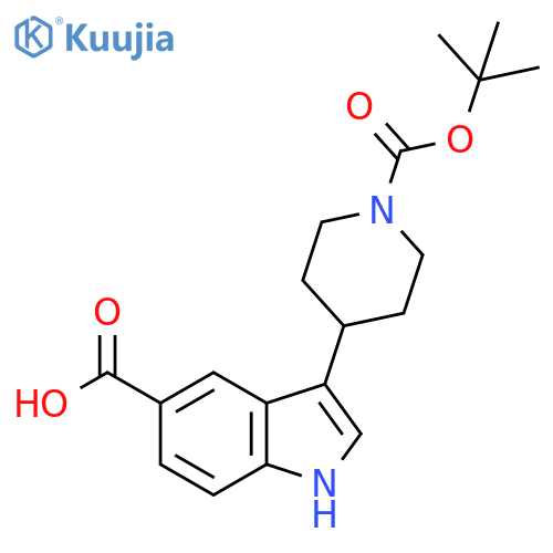 3-{1-(tert-butoxy)carbonylpiperidin-4-yl}-1H-indole-5-carboxylic acid structure