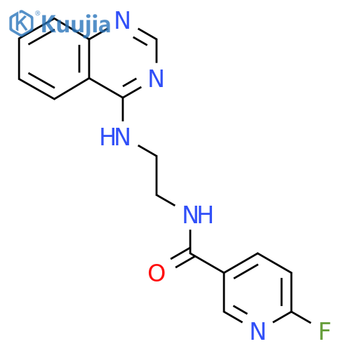 6-fluoro-N-{2-[(quinazolin-4-yl)amino]ethyl}pyridine-3-carboxamide structure