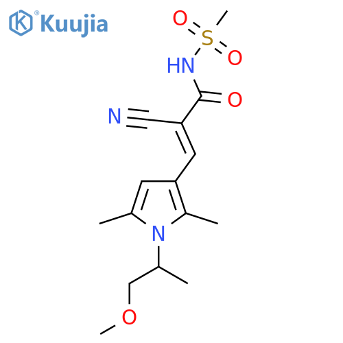 (E)-2-Cyano-3-[1-(1-methoxypropan-2-yl)-2,5-dimethylpyrrol-3-yl]-N-methylsulfonylprop-2-enamide structure