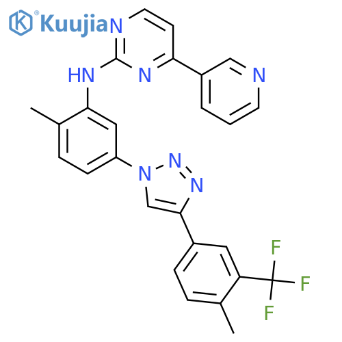 2-Pyrimidinamine, N-[2-methyl-5-[4-[4-methyl-3-(trifluoromethyl)phenyl]-1H-1,2,3-triazol-1-yl]phenyl]-4-(3-pyridinyl)- structure
