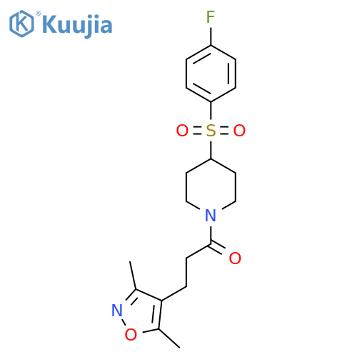 3-(3,5-dimethyl-1,2-oxazol-4-yl)-1-[4-(4-fluorobenzenesulfonyl)piperidin-1-yl]propan-1-one structure