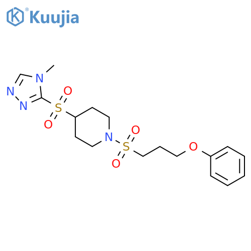 4-(4-methyl-4H-1,2,4-triazol-3-yl)sulfonyl-1-(3-phenoxypropanesulfonyl)piperidine structure