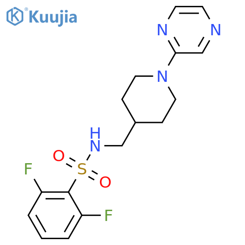 2,6-difluoro-N-{[1-(pyrazin-2-yl)piperidin-4-yl]methyl}benzene-1-sulfonamide structure