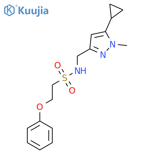 N-(5-cyclopropyl-1-methyl-1H-pyrazol-3-yl)methyl-2-phenoxyethane-1-sulfonamide structure