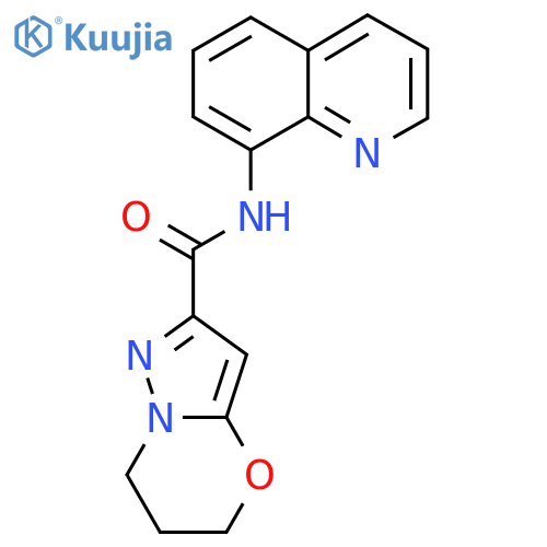 N-(quinolin-8-yl)-5H,6H,7H-pyrazolo[3,2-b][1,3]oxazine-2-carboxamide structure