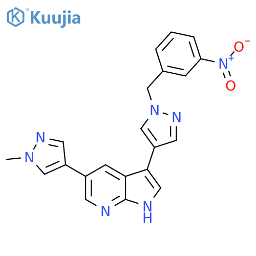 5-(1-Methylpyrazol-4-yl)-3-[1-[(3-nitrophenyl)methyl]pyrazol-4-yl]-1H-pyrrolo[2,3-b]pyridine structure