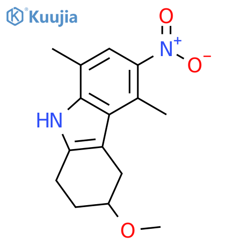 1H-Carbazole, 2,3,4,9-tetrahydro-3-methoxy-5,8-dimethyl-6-nitro-, (±)- structure