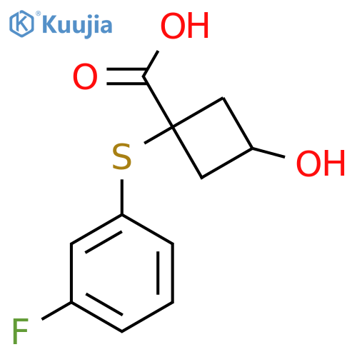 1-[(3-Fluorophenyl)sulfanyl]-3-hydroxycyclobutane-1-carboxylic acid structure