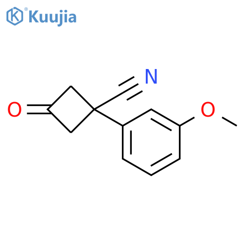 1-(3-methoxyphenyl)-3-oxocyclobutane-1-carbonitrile structure