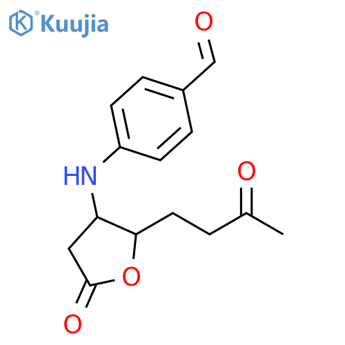 Benzaldehyde, 4-[[tetrahydro-5-oxo-2-(3-oxobutyl)-3-furanyl]amino]- (9CI) structure