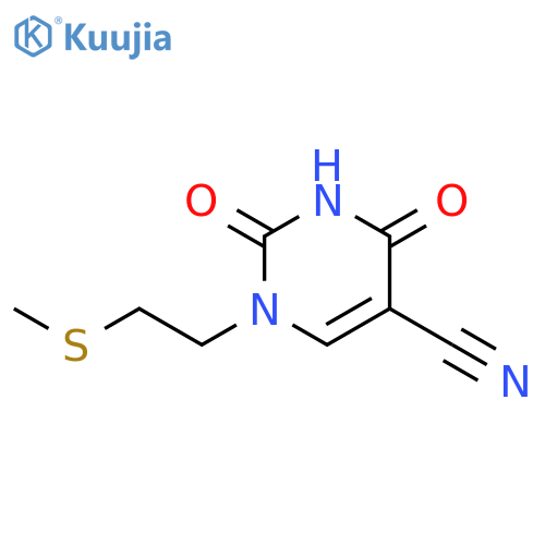 1-(2-(methylthio)ethyl)-2,4-dioxo-1,2,3,4-tetrahydropyrimidine-5-carbonitrile structure