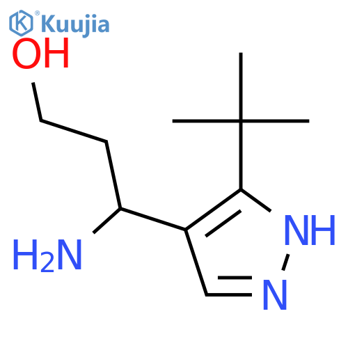 3-amino-3-(3-tert-butyl-1H-pyrazol-4-yl)propan-1-ol structure