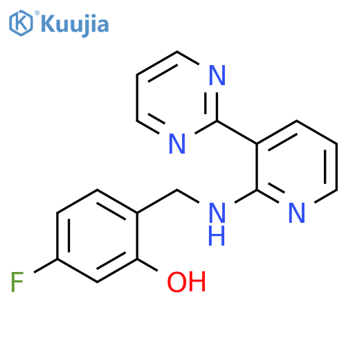 5-fluoro-2-({3-(pyrimidin-2-yl)pyridin-2-ylamino}methyl)phenol structure