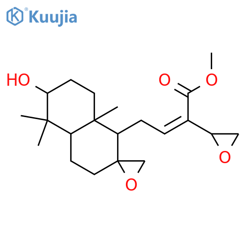 2-Oxiraneacetic acid, a-[2-[(1R,2R,4aR,6S,8aS)-octahydro-6-hydroxy-5,5,8a-trimethylspiro[naphthalene-2(1H),2'-oxiran]-1-yl]ethylidene]-,methyl ester, (aE)- structure