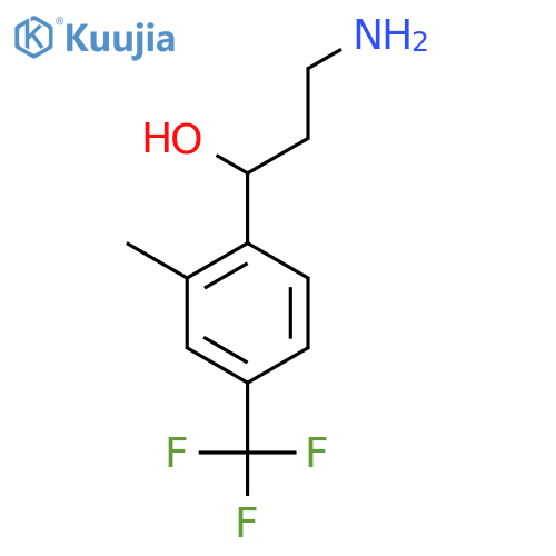3-amino-1-2-methyl-4-(trifluoromethyl)phenylpropan-1-ol structure