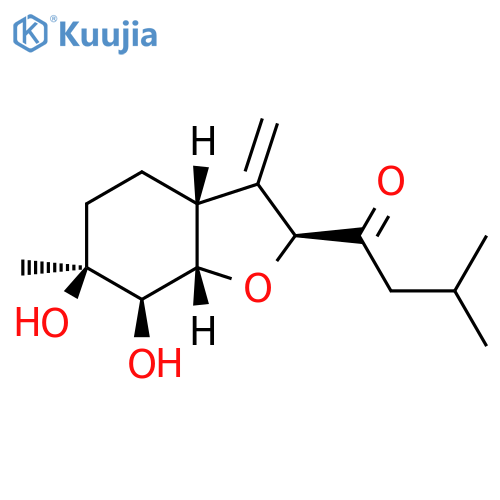 1-Butanone,3-methyl-1-[(2S,3aR,6S,7R,7aS)-octahydro-6,7-dihydroxy-6-methyl-3-methylene-2-benzofuranyl]- structure