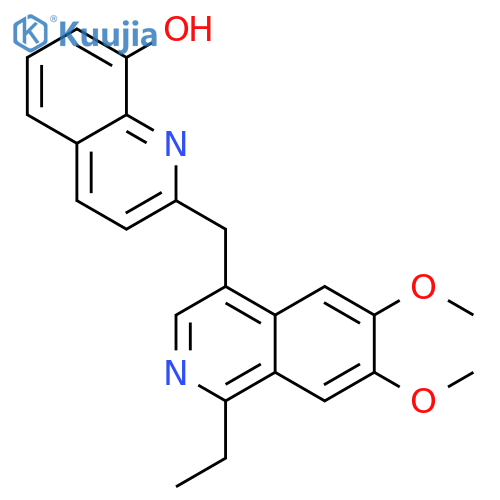 2-(1-ethyl-6,7-dimethoxyisoquinolin-4-yl)methylquinolin-8-ol structure