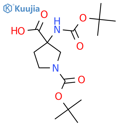 1-(tert-butoxy)carbonyl-3-{(tert-butoxy)carbonylamino}pyrrolidine-3-carboxylic acid structure
