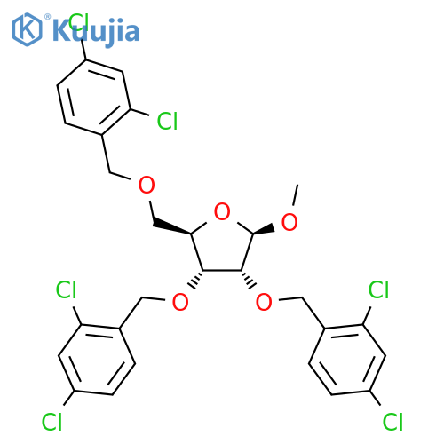 beta-D-Ribofuranoside, methyl 2,3,5-tris-O-[(2,4-dichlorophenyl)methyl]- structure