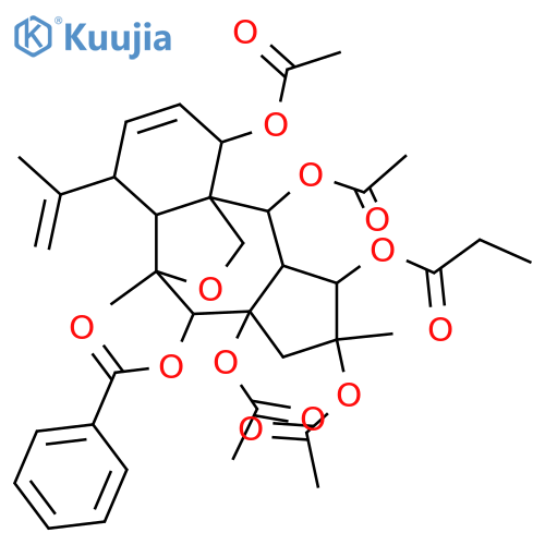 13,17-Epoxy-8,10(18)-myrsinadiene-2,3,5,7,14,15-hexol; (2α,3β,5α,7β,13α,14α,15β)-form, 14-Benzoyl, 3-propanoyl, 2,5,7,15-tetra-Ac structure