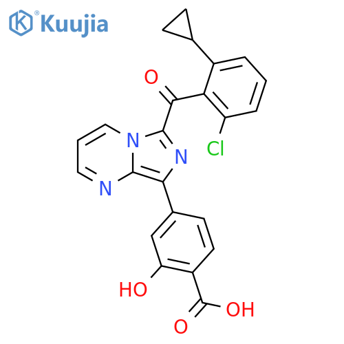 4-[6-(2-Chloro-6-cyclopropylbenzoyl)imidazo[1,5-a]pyrimidin-8-yl]-2-hydroxybenzoic acid structure